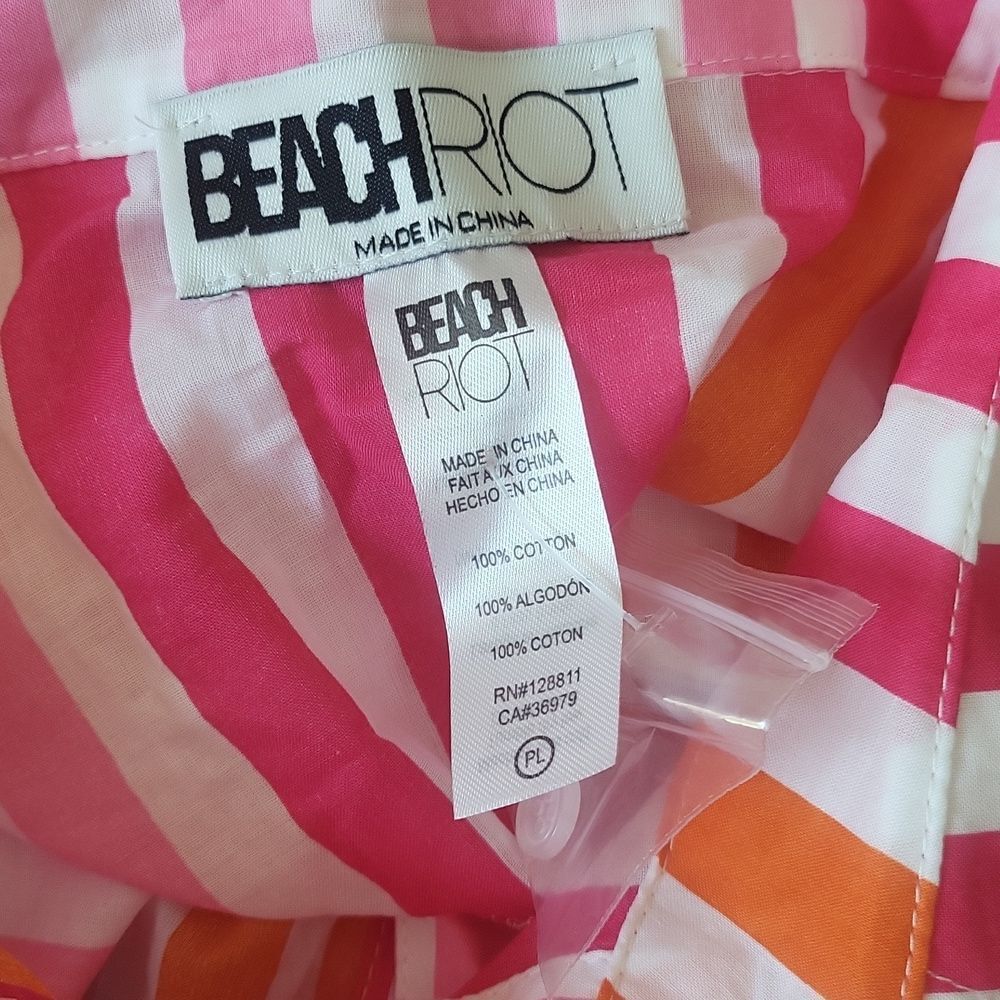 Beach Riot Alexa Top Sunset Stripes Oversized Button Front Petite Large - Picture 4 of 4